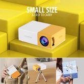 Pro Mini Portable LED Projector with Multiple Interfaces Like AV, Audio, USB, HDMI, Micro SD, Film Projector for Children's, Home Cinema, Compatible with Smartphone/Laptop/PS4/Firestick A1